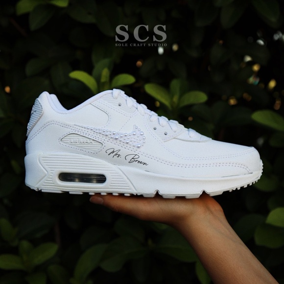 Personalized Wedding Sneakers for the Bride - Nike Air Max 90 - Picture 4 of 5